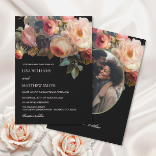 Invitación Flor Rosa Oscura Floral   Boda Fotográfica