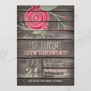 Invitación Flor rosa, país ruso 50 cumpleaños