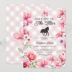 Invitación Flor rosa pintada a mano Derby Bridal Shower