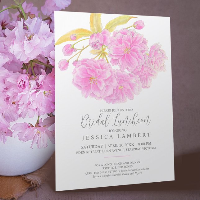 Invitación Flor rosa primavera floral novia en la ducha lunch (Subido por el creador)
