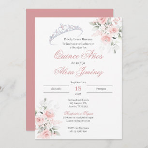 Invitación Flor rosa Quinceanera española