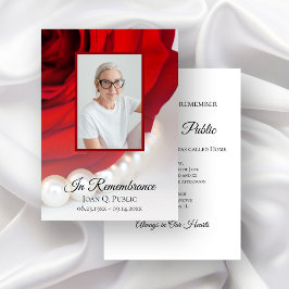 Invitación Flor rosa roja y aniversario de la muerte de las P