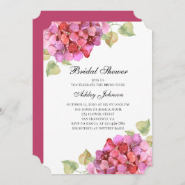Invitación Flor rosa romántica. Ducha de novia floral fuchsia
