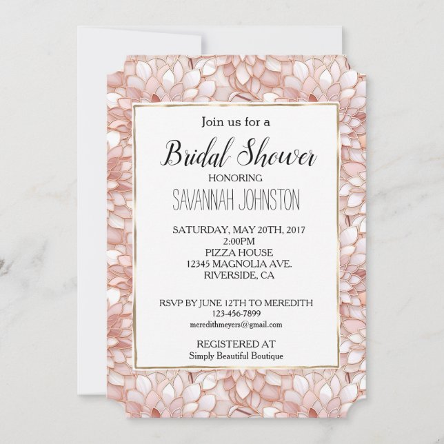 Invitación Flor rosa rosa de Petales blancos (Anverso)