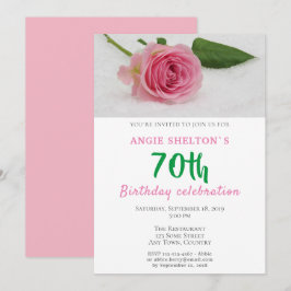 Invitación Flor rosa rosa Floral 70 cumpleaños