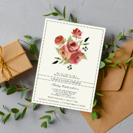 Invitación Flor rosa rosa rosa rosa de antaño ducha de novia