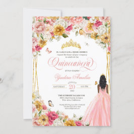 Invitación Flor rosa y amarilla de Rubor de mariposa Quincean