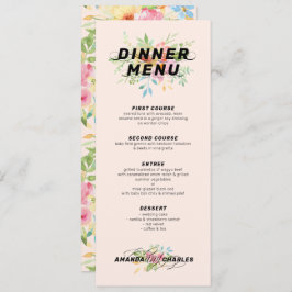 Invitación Flor rosa y amarilla delgada ramo y patrón