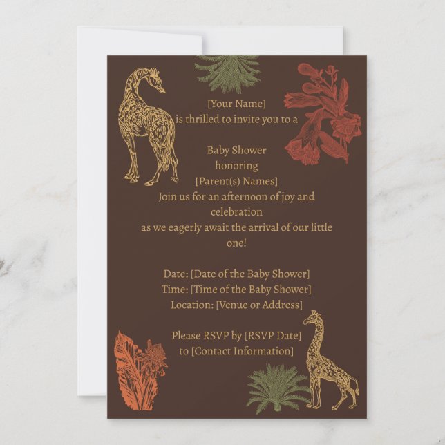 Invitación Flor rubia de jirafa marrón (Anverso)