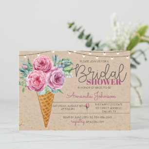 Invitación Flor rústica en Waffle Bridal Shower
