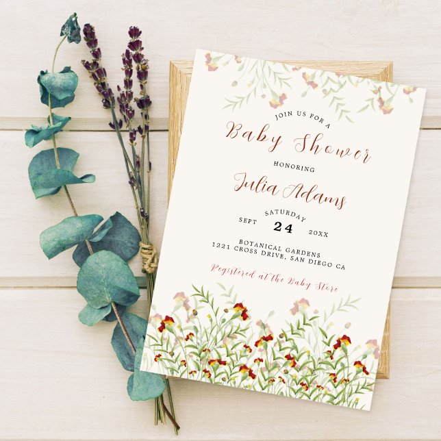 Invitación Flor salvaje Amarillo Marigold Foliage Baby Shower (Subido por el creador)
