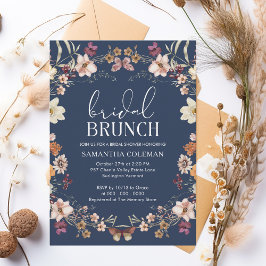 Invitación Flor salvaje azul marina Brunch Bridal Bridal Show
