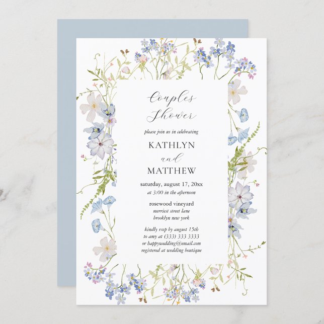 Invitación Flor salvaje azul turquesa Parejas singulares Duch (Subido por el creador)