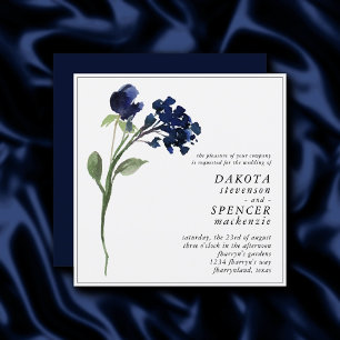Invitación Flor salvaje Boda floral azul clásico bohemio