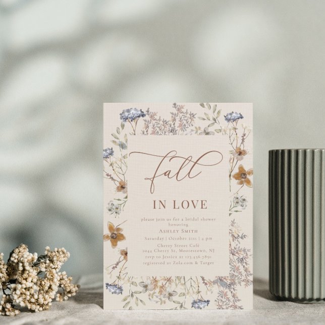 Invitación Flor salvaje crema cae en amor ducha de novia (Subido por el creador)