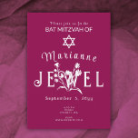 Invitación Flor salvaje de Berry Pink Botanical Bat Mitzvah<br><div class="desc">La invitación mitzvah de murciélago rosa de berry salvaje con una hermosa tipografía blanca tiene flores blancas que puedes mover y cambiar de tamaño con tu letra. Las obras de arte botánicas pueden cambiar de color junto con las letras. Cambia fácilmente el color de fondo de esta invitación simple y...</div>