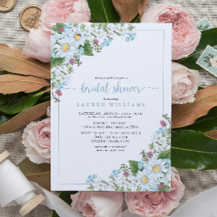 Invitación Flor salvaje de guion azul agitada y ruidosa ducha
