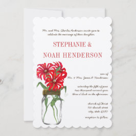 Invitación Flor salvaje de los Andes Rojos Boda Mason Jar