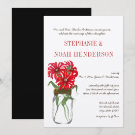Invitación Flor salvaje de los Andes Rojos Boda Mason Jar