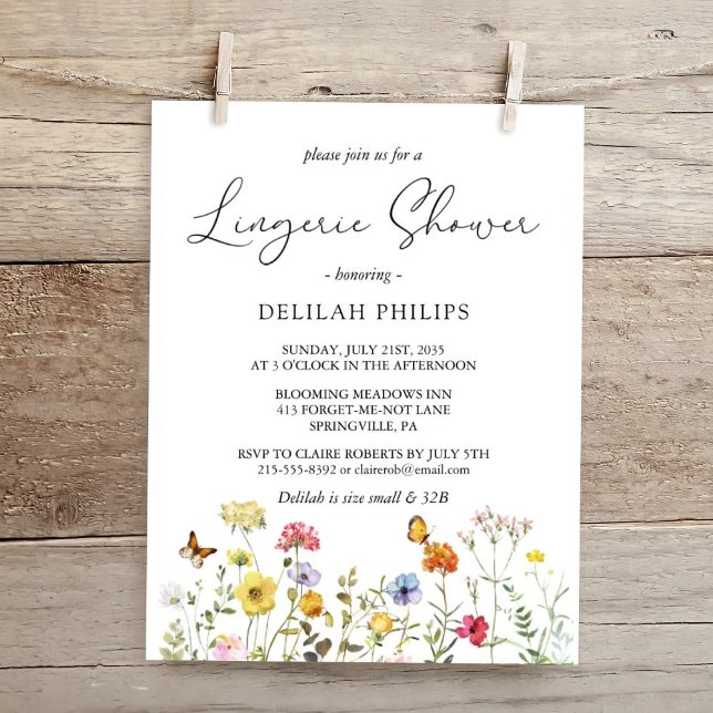 Invitación Flor salvaje de primavera ducha de lencería nupcia (Subido por el creador)