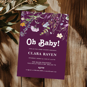 Invitación Flor salvaje morada de Blackberry Oh Baby Baby Sho