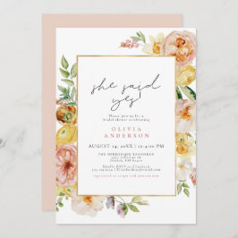 Invitación Flor salvaje Peach and Rubor Spring Bridal Shower