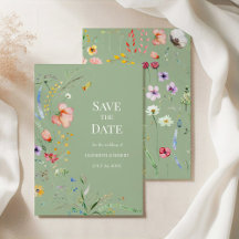 Flor salvaje Sage Green Boho Save the Date Card