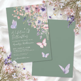 Invitación Flor salvaje Sage Green Butterfly