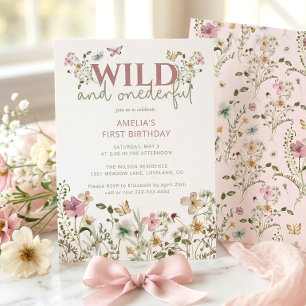 Invitación Flor salvaje y maravillosa 1º cumpleaños