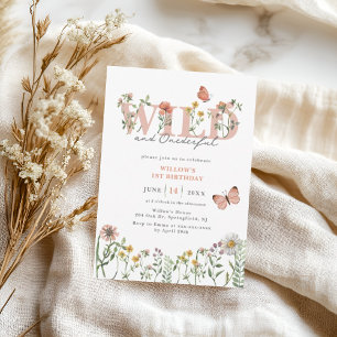 Invitación Flor salvaje y maravillosa 1er cumpleaños