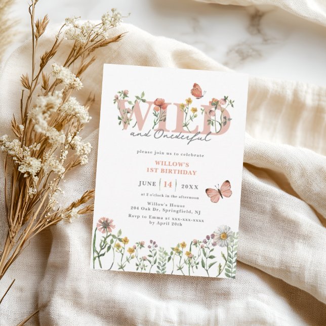 Invitación Flor salvaje y maravillosa 1er cumpleaños (Subido por el creador)