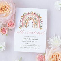 Flor salvaje y maravillosa arcoiris primer cumplea