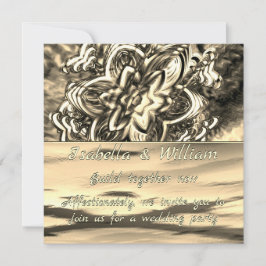 Invitación Flor sepia abstracta, tonos brillantes a trazas os