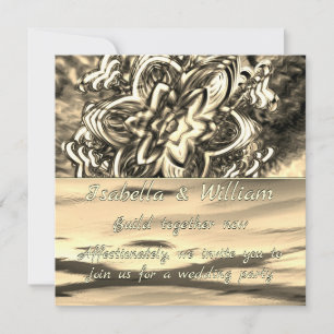Invitación Flor sepia abstracta, tonos brillantes a trazas os
