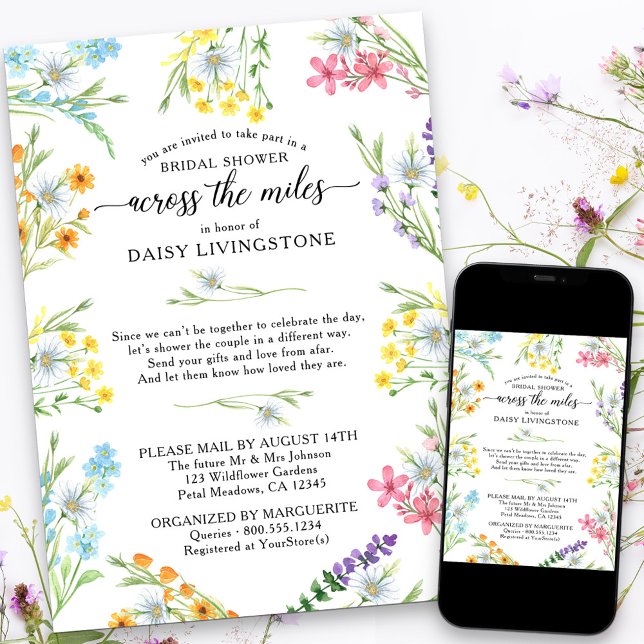 Invitación Flor silvestre a través de la ducha de novia Miles (Subido por el creador)