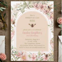 Invitación Flor Silvestre Abeja de Primavera Dulce Segundo Cu