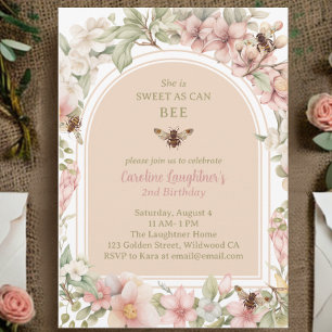 Invitación Flor Silvestre Abeja de Primavera Dulce Segundo Cu