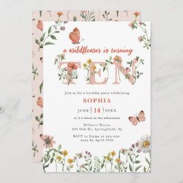 Invitación Flor silvestre acuarela 10 cumpleaños