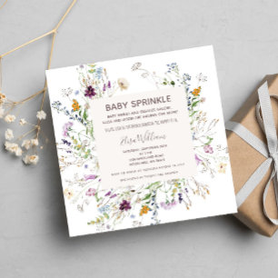 Invitación Flor silvestre acuarela Bebé Sprinkle