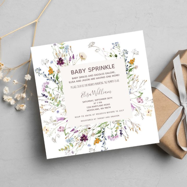 Invitación Flor silvestre acuarela Bebé Sprinkle (Subido por el creador)
