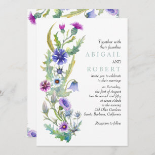 Invitación Flor silvestre acuarela código QR boda primavera