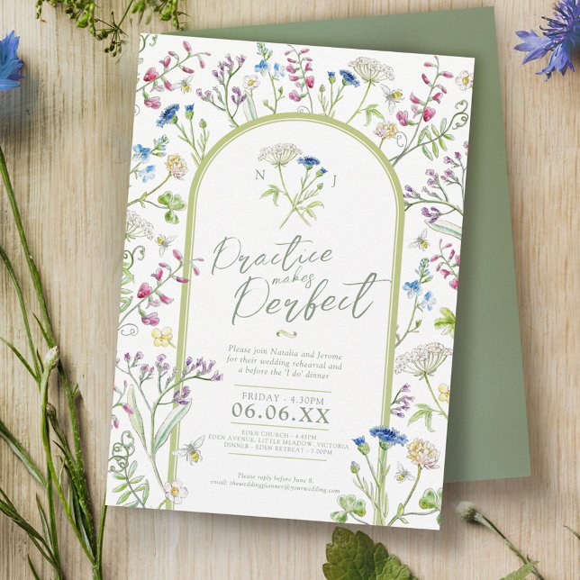Invitación Flor silvestre acuarela floral arte boda ensayo (Subido por el creador)
