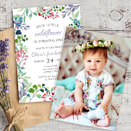 Invitación Flor silvestre acuarela floral Foto primer cumplea