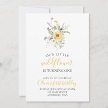 Flor silvestre acuarela floral primer cumpleaños