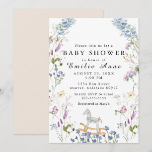 Invitación Flor silvestre acuarela Impresión suave Baby Showe