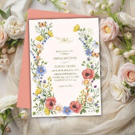 Invitación Flor silvestre acuarela moderna Boho Boda