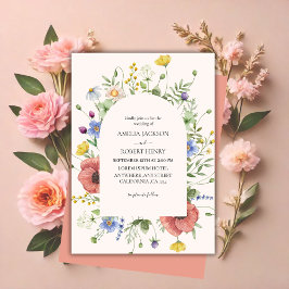 Invitación Flor silvestre acuarela moderna Boho Boda