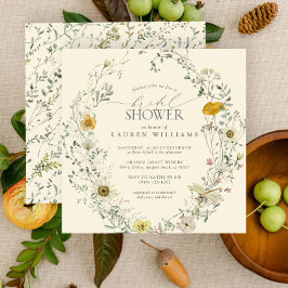Invitación Flor silvestre acuarela verano otoño ducha de novi
