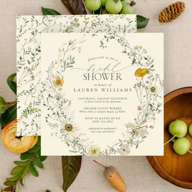 Invitación Flor silvestre acuarela verano otoño ducha de novi (Bridal Shower Invitation)