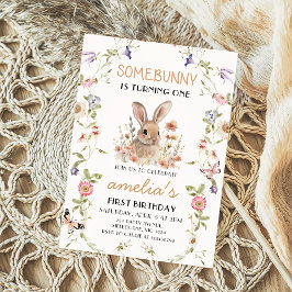 Invitación Flor silvestre algunos conejitos Chica primera inv